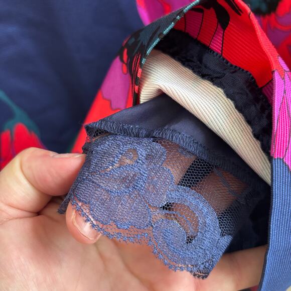 Trina Turk Blue Note Floral Dress Cocktail Size 14 - Picture 8 of 11